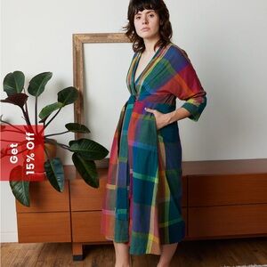 NWT Rujuta Sheth TARA WRAP DRESS | MADRAS CHEX, XS/S